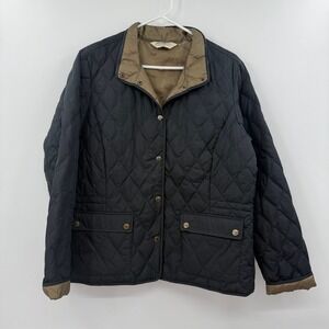 EDDIE BAUER Full Snap Up Down‎ Insulated Black Quilted Jacket Women's